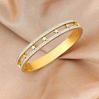 Simple Style Classic Style Leaf Star Stainless Steel Plating Inlay Zircon 18k Gold Plated Bangle sku image 12