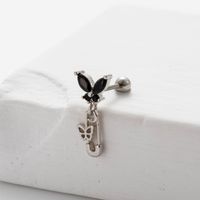 1 Piece Retro Geometric Heart Shape Butterfly Plating Inlay Copper Zircon Cartilage Earrings sku image 10