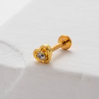 1 Piece Ear Cartilage Rings & Studs IG Style Simple Style Heart Shape Flower Spider 316 Stainless Steel  Pure Titanium Copper Inlay Zircon sku image 9