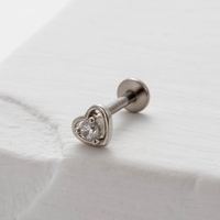 1 Piece Ear Cartilage Rings & Studs IG Style Simple Style Heart Shape Flower Spider 316 Stainless Steel  Pure Titanium Copper Inlay Zircon sku image 4