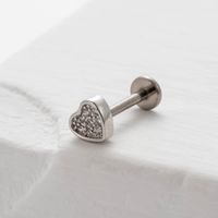 1 Piece Ear Cartilage Rings & Studs IG Style Simple Style Heart Shape Flower Spider 316 Stainless Steel  Pure Titanium Copper Inlay Zircon sku image 20