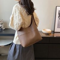 Women's All Seasons Pu Leather Solid Color Classic Style Sewing Thread Bucket Magnetic Buckle Tote Bag main image 3