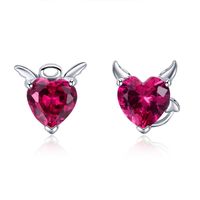 1 Pair Glam Romantic Heart Shape Inlay Sterling Silver Zircon Ear Cuffs sku image 4
