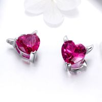 1 Pair Glam Romantic Heart Shape Inlay Sterling Silver Zircon Ear Cuffs main image 1