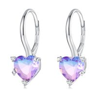 1 Pair Glam Romantic Heart Shape Inlay Sterling Silver Zircon Ear Cuffs sku image 5