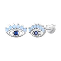 1 Pair Elegant Lady Devil's Eye Inlay Sterling Silver Zircon Ear Cuffs sku image 3