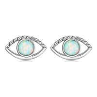 1 Pair Elegant Lady Devil's Eye Inlay Sterling Silver Zircon Ear Cuffs sku image 2