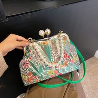 Women's All Seasons Flannel Floral Elegant Vacation Streetwear Sewing Thread Shell Clasp Frame Handbag sku image 3