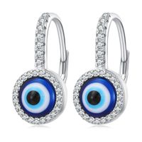 1 Pair Romantic Simple Style Devil's Eye Inlay Sterling Silver Zircon Earrings sku image 5