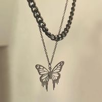 Vintage Style Ethnic Style Classic Style Butterfly Alloy Hollow Out Women's Double Layer Necklaces sku image 3