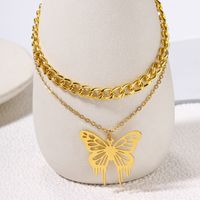 Vintage Style Ethnic Style Classic Style Butterfly Alloy Hollow Out Women's Double Layer Necklaces main image 4