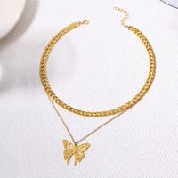 Vintage Style Ethnic Style Classic Style Butterfly Alloy Hollow Out Women's Double Layer Necklaces main image 8