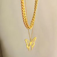 Vintage Style Ethnic Style Classic Style Butterfly Alloy Hollow Out Women's Double Layer Necklaces sku image 1