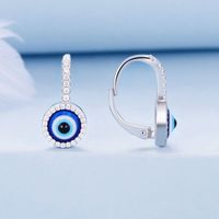 1 Pair Romantic Simple Style Devil's Eye Inlay Sterling Silver Zircon Earrings main image 1