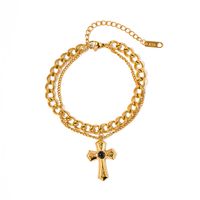 Simple Style Cross Stainless Steel Plating 18k Gold Plated Bracelets main image 2