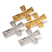 1 Pair Retro Cross Plating Stainless Steel 18k Gold Plated Ear Studs main image 4