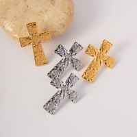 1 Pair Retro Cross Plating Stainless Steel 18k Gold Plated Ear Studs main image 2