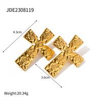 1 Pair Retro Cross Plating Stainless Steel 18k Gold Plated Ear Studs sku image 2