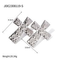 1 Pair Retro Cross Plating Stainless Steel 18k Gold Plated Ear Studs sku image 1