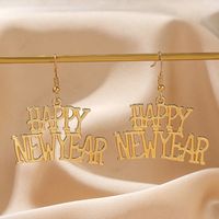 1 Pair Modern Style Letter Plating Zinc Alloy Gold Plated Drop Earrings main image 8