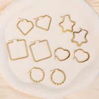 1 Pair Simple Style Star Heart Shape Plating Stainless Steel Gold Plated Hoop Earrings main image 1