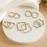 1 Pair Simple Style Star Heart Shape Plating Stainless Steel Gold Plated Hoop Earrings main image 4