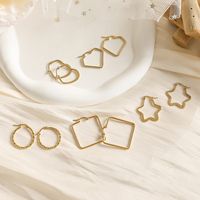 1 Pair Simple Style Star Heart Shape Plating Stainless Steel Gold Plated Hoop Earrings main image 5