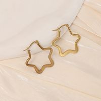1 Pair Simple Style Star Heart Shape Plating Stainless Steel Gold Plated Hoop Earrings sku image 4