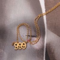 201 Stainless Steel 304 Stainless Steel Gold Plated Casual Simple Style Plating Inlay Number Zircon Necklace main image 2