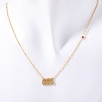 201 Stainless Steel 304 Stainless Steel Gold Plated Casual Simple Style Plating Inlay Number Zircon Necklace sku image 3