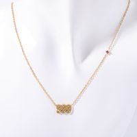 201 Stainless Steel 304 Stainless Steel Gold Plated Casual Simple Style Plating Inlay Number Zircon Necklace sku image 1