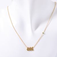 201 Stainless Steel 304 Stainless Steel Gold Plated Casual Simple Style Plating Inlay Number Zircon Necklace sku image 6