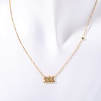 201 Stainless Steel 304 Stainless Steel Gold Plated Casual Simple Style Plating Inlay Number Zircon Necklace sku image 1
