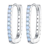 1 Pair Classical Vintage Style Round Square Inlay Sterling Silver Zircon Ear Cuffs sku image 1