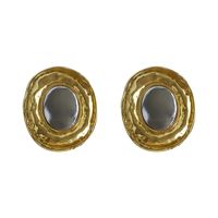 1 Paire Style Vintage Commuer Ovale Placage Alliage Plaqué Or Plaqué Argent Boucles D'oreilles main image 2