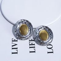 1 Pair Vintage Style Commute Oval Plating Alloy Gold Plated Silver Plated Ear Studs main image 3