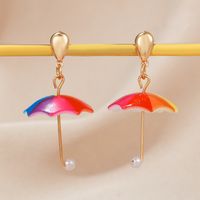 1 Pair Casual Hawaiian Vacation Heart Shape Umbrella Resin Drop Earrings main image 5