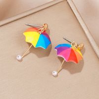 1 Pair Casual Hawaiian Vacation Heart Shape Umbrella Resin Drop Earrings main image 10