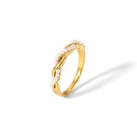 304 Stainless Steel 18K Gold Plated Simple Style Classic Style Plating Inlay Twist Pearl Zircon Rings main image 3
