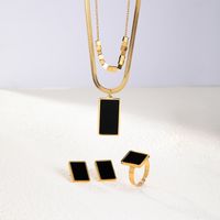 201 Stainless Steel Plastic 18K Gold Plated IG Style Modern Style Plating Inlay Rectangle Plastic Jewelry Set main image 1