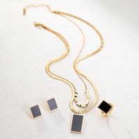 201 Stainless Steel Plastic 18K Gold Plated IG Style Modern Style Plating Inlay Rectangle Plastic Jewelry Set main image 3