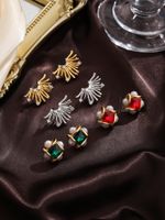 1 Pair Ig Style Square Plating Inlay Copper Freshwater Pearl Glass Zircon 18k Gold Plated Silver Plated Ear Studs main image 1