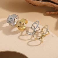 Retro Animal Copper Plating Inlay Zircon 14k Gold Plated White Gold Plated Open Rings main image 1