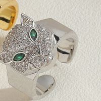Retro Animal Copper Plating Inlay Zircon 14k Gold Plated White Gold Plated Open Rings sku image 4