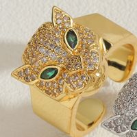 Retro Animal Copper Plating Inlay Zircon 14k Gold Plated White Gold Plated Open Rings sku image 3