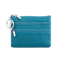 Unisex Solid Color Leather Zipper Coin Purses sku image 3