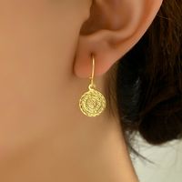 1 Pair Casual Classic Style Coin Plating Copper 18k Gold Plated Drop Earrings main image 1