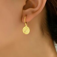 1 Pair Casual Classic Style Coin Plating Copper 18k Gold Plated Drop Earrings main image 4