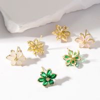 3 Pairs Korean Style Flower Plating Inlay Copper Zircon Gold Plated Ear Studs main image 4
