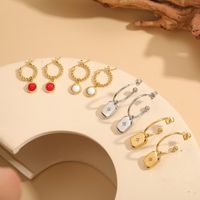 1 Pair Modern Style Hexagram Round Plating Inlay 304 Stainless Steel Artificial Gemstones Hoop Earrings main image 9